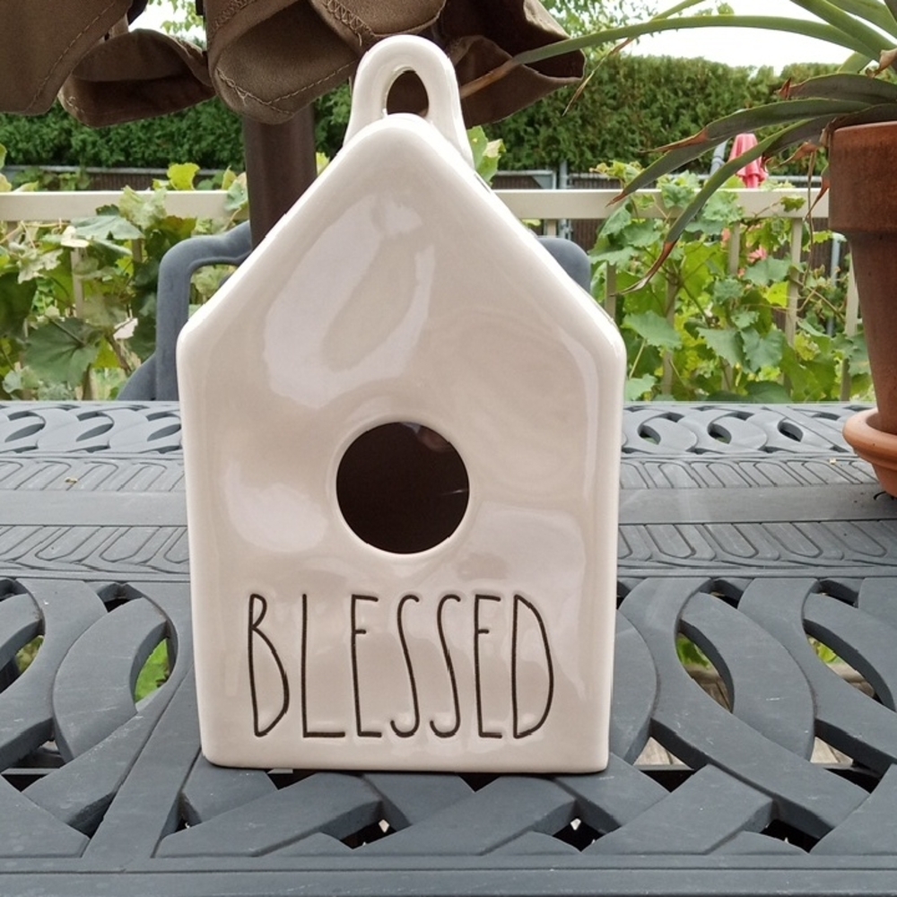 Rae Dunn "BLESSED" Ceramic Birdhouse - Picture 1 of 7